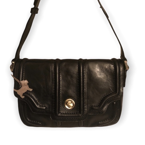 Radley London black leather Scottie dog hangtag purse bag